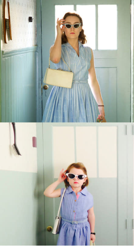 <p>Sadie has us coveting her entire outfit in this blue shirtdress get up! We’re sure even Saoirse Ronan would approve of this adorable rendition, especially those stylish shades. <br></p>