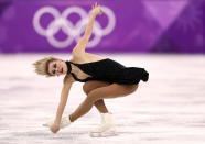 <p>Larkyn Austman of Canada competes during the Ladies Single Skating Short Program on day twelve of the PyeongChang 2018 Winter Olympic Games at Gangneung Ice Arena on February 21, 2018 in Gangneung, South Korea. (Photo by Jamie Squire/Getty Images) </p>