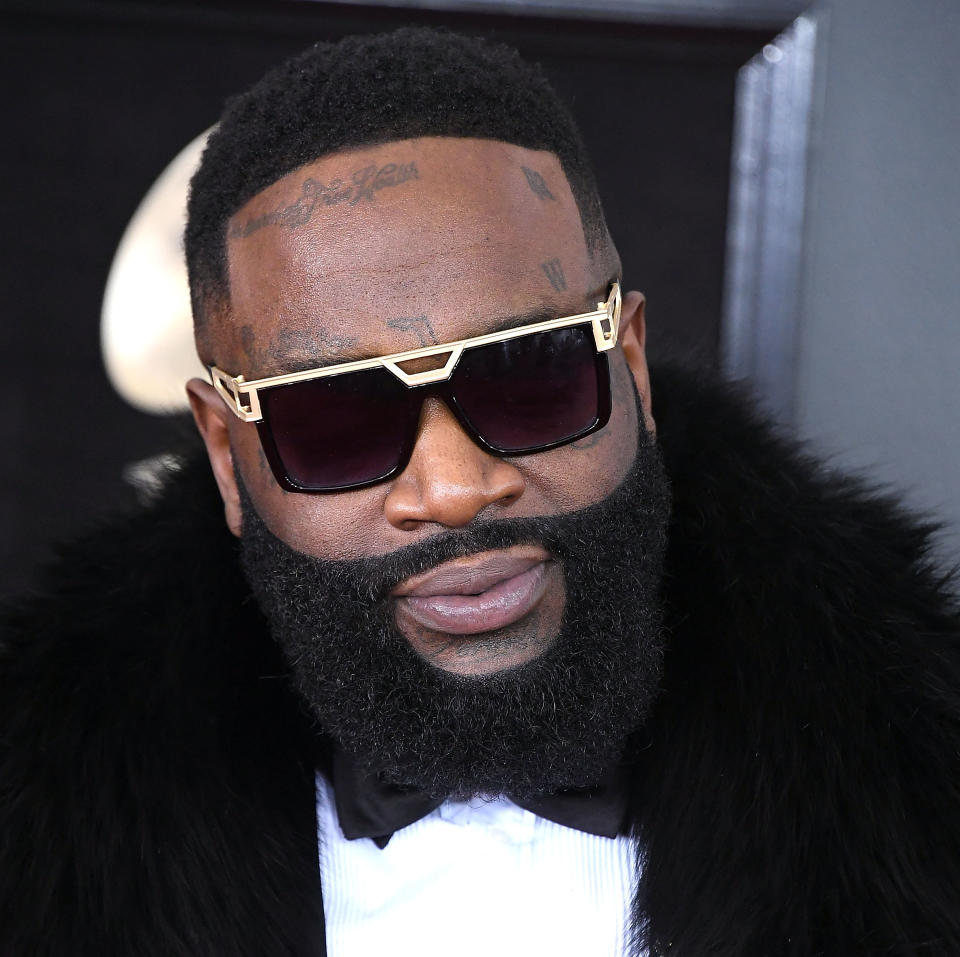 Rick Ross at the Grammy Awards on Jan. 28. He's reportedly on a heart-and-lung machine at a Florida hospital. (Photo: Steve Granitz via Getty Images)