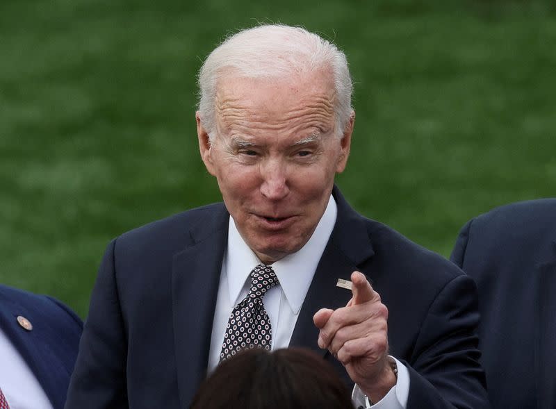 FILE PHOTO: U.S. President Joe Biden speaks about plans to strengthen national supply chains at the White House in Washington