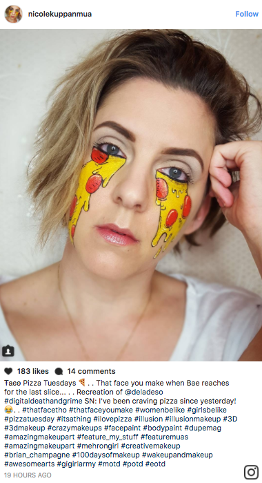 Instead of using concealer, a makeup artist from Vancouver painted pizza slices over her under eye circles.