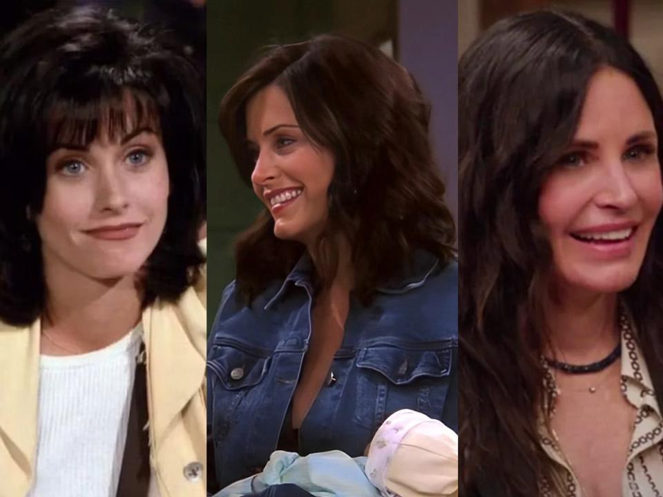 Courteney Cox as Monica Geller in the first and last episodes of "Friends," and the Max reunion special.