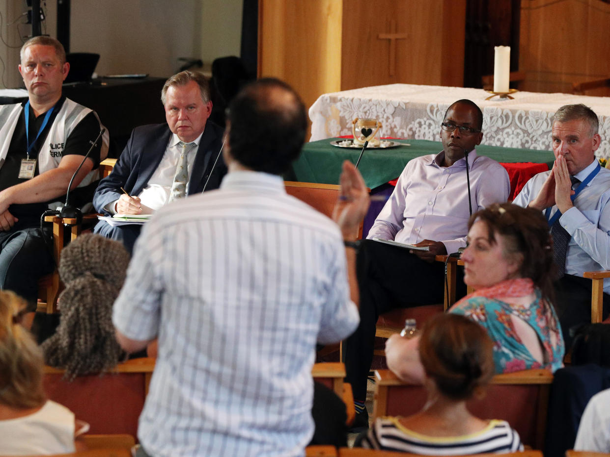 A man speaks during an earlier public meeting between Grenfell residents and authorities: PA Wire/PA Images