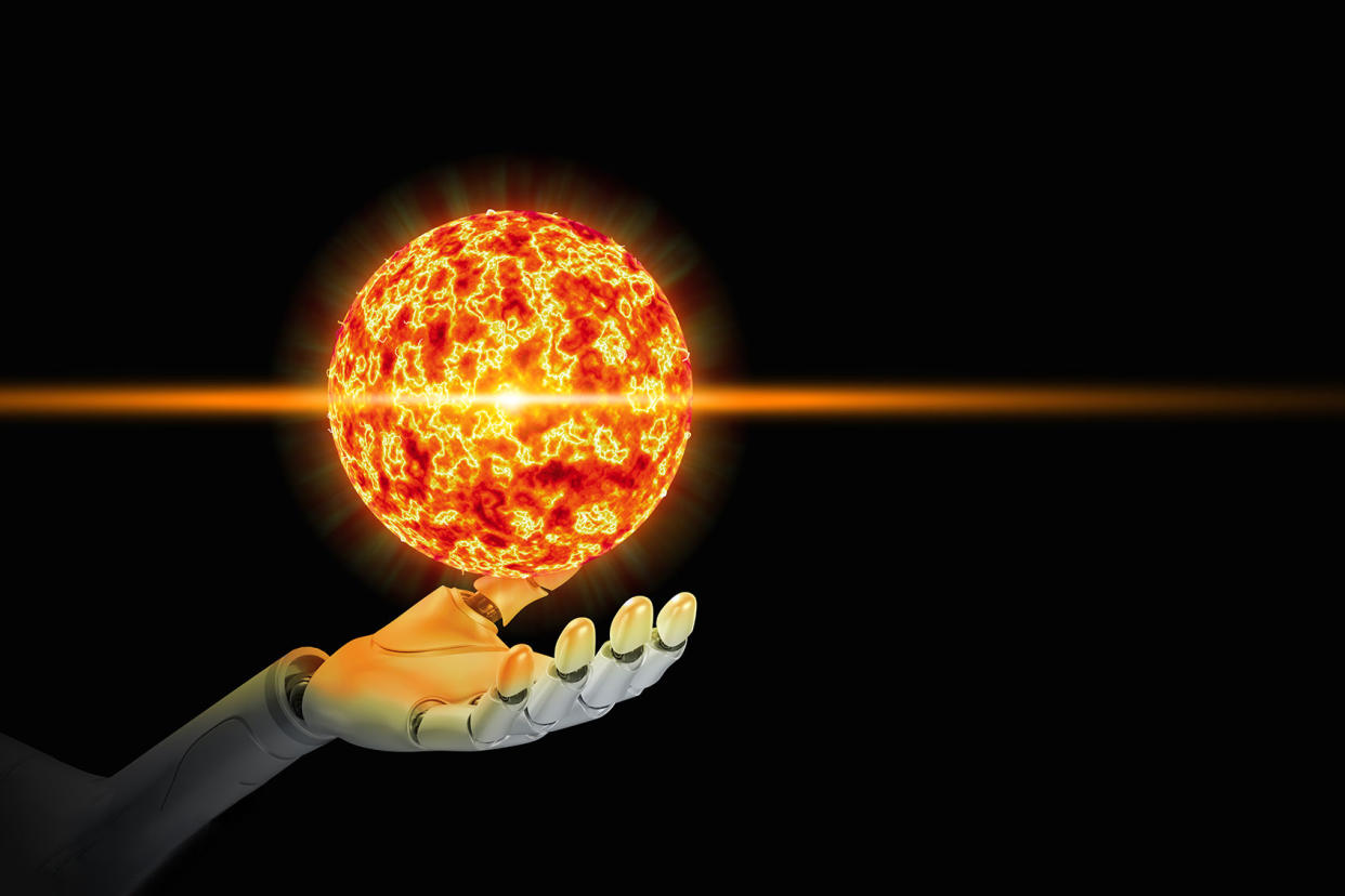 AI hand holding a nuclear fusion reaction Getty Images/Ole_CNX