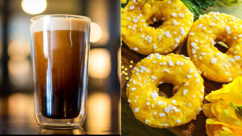 nitro cold brew yellow donuts