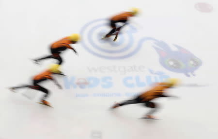 Skaters compete in the Tri-Series South East Asia Cup in Singapore February 21, 2016. REUTERS/Jeremy Lee