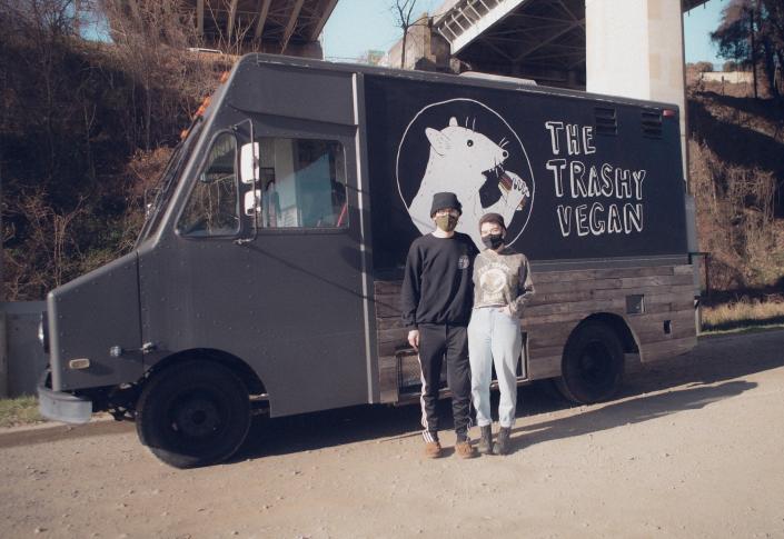 The Trashy Vegan food truck owners, Joel Boggs and Michelle Edwards.