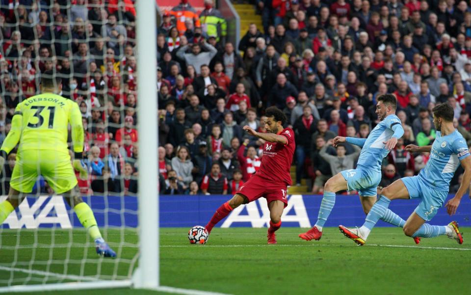 Mohamed Salah scored Liverpool's second goal in their 2-2 draw with title rivals Manchester City at Anfield in October - Peter Byrne/PA Wire