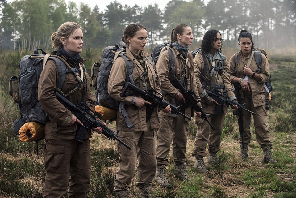 Jennifer Jason Leigh, Natalie Portman, Tuva Novotny, Tessa Thompson, and Gina Rodriguez in <em>Annihilation</em>. (Photo: Paramount/Skydance)