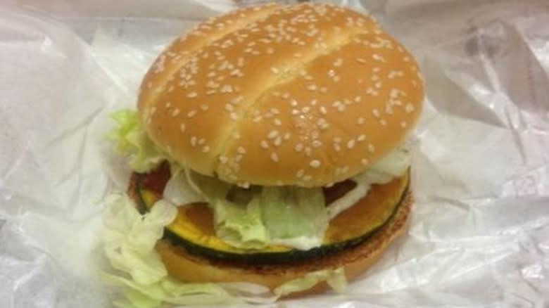 BK Pumpkin burger on wrapper