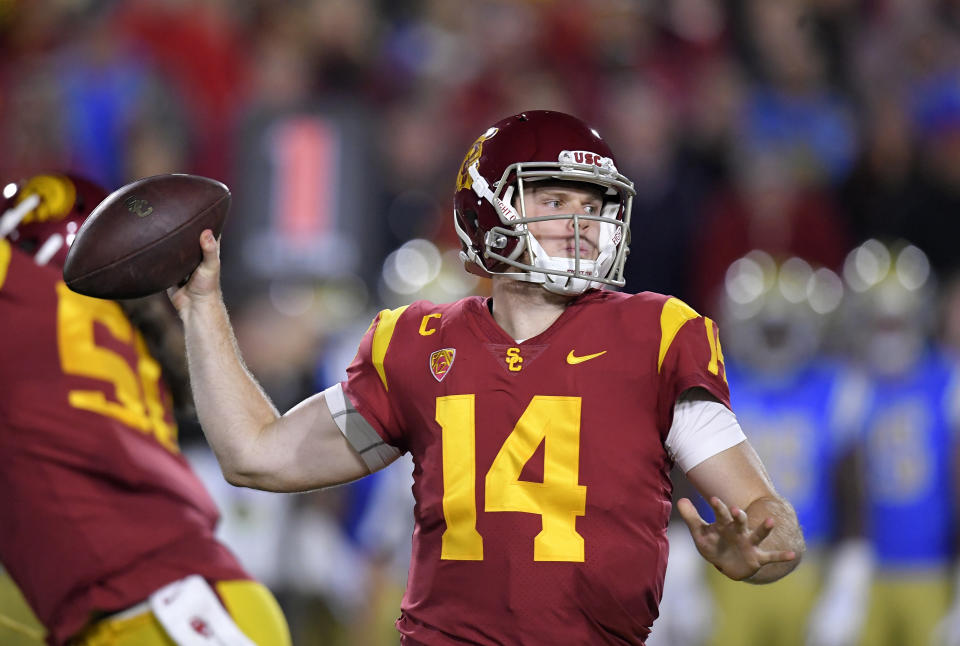 Southern California quarterback Sam Darnold is projected to be a top-10 pick next April. (AP Photo/Mark J. Terrill)