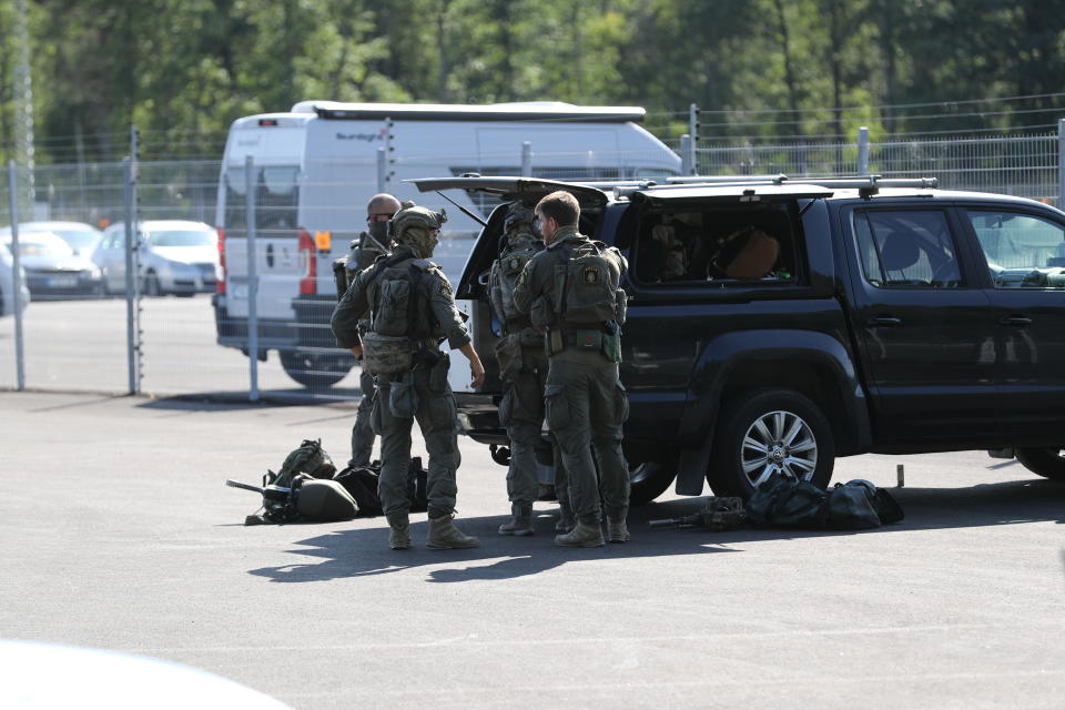 The police operation outside Hallby Prison near Eskilstuna, Sweden.