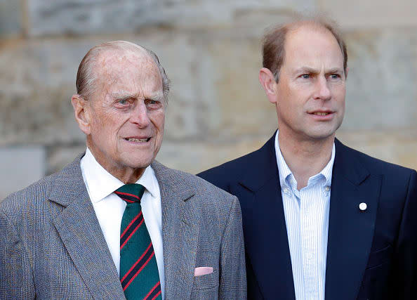 <div class="inline-image__caption"><p>Prince Philip, Duke of Edinburgh (wearing the regimental tie of The Rifles) and Prince Edward, Earl of Wessex attend the start of Sophie, Countess of Wessex's Diamond Challenge cycle ride at the Palace of Holyroodhouse on September 19, 2016 in Edinburgh, Scotland.</p></div> <div class="inline-image__credit">Max Mumby/Indigo/Getty Images</div>