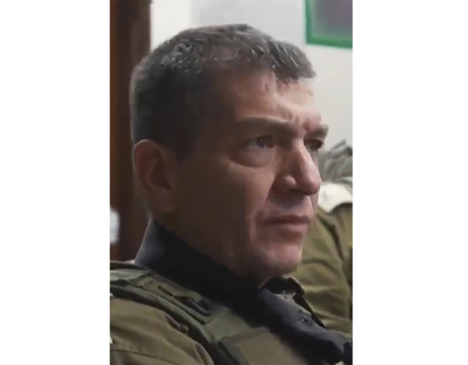 This image made from video provided December, 2023, by Israeli Defense Forces shows Aharon Haliva, the head of Israel’s military intelligence in Gaza City, Gaza Strip. Haliva resigned on Monday, April 22, 2024, over the failures surrounding Hamas' unprecedented Oct. 7 attack, the military said, becoming the first senior figure to step down over his role in the deadliest assault in Israel's history. (Israel Defense Forces via AP)