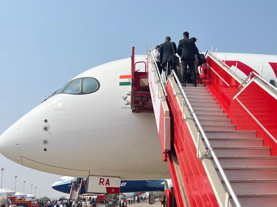Air India's A350 in Hyderabad.