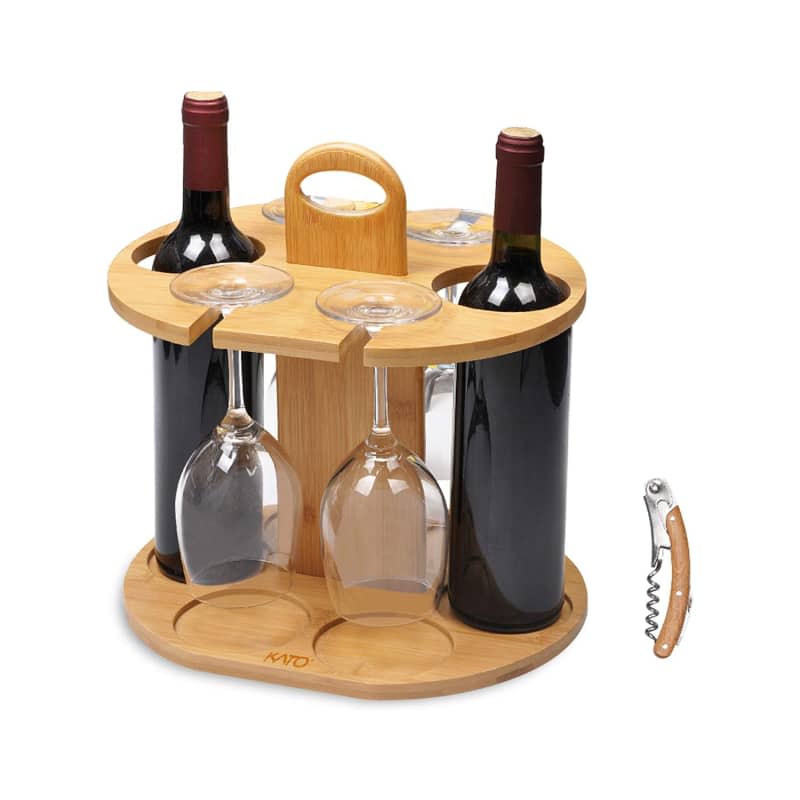 Tirrinia Small Wine Rack with Glass Holders