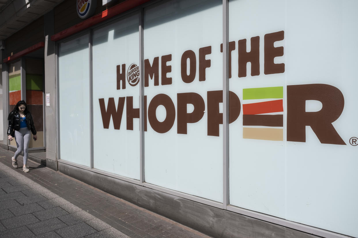 Burger King advertising for their classic burger The Whopper on 21st April 2022 in Birmingham, United Kingdom. (photo by Mike Kemp/In Pictures via Getty Images)