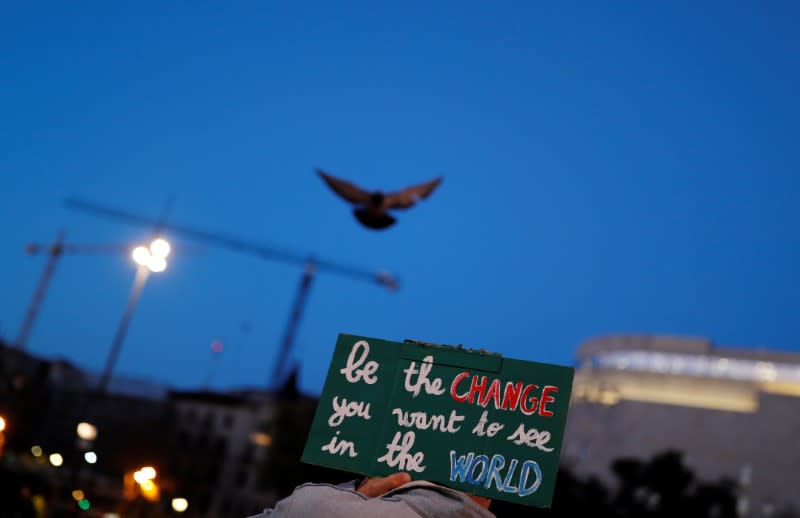 Fridays for Future activist protests over Australia's bushfires crisis, in Barcelona