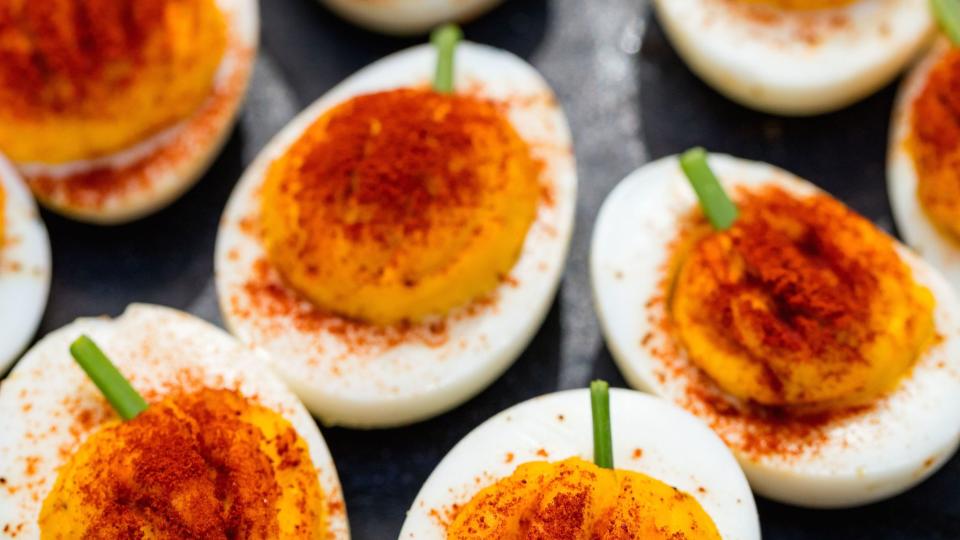 pumpkin deviled eggs