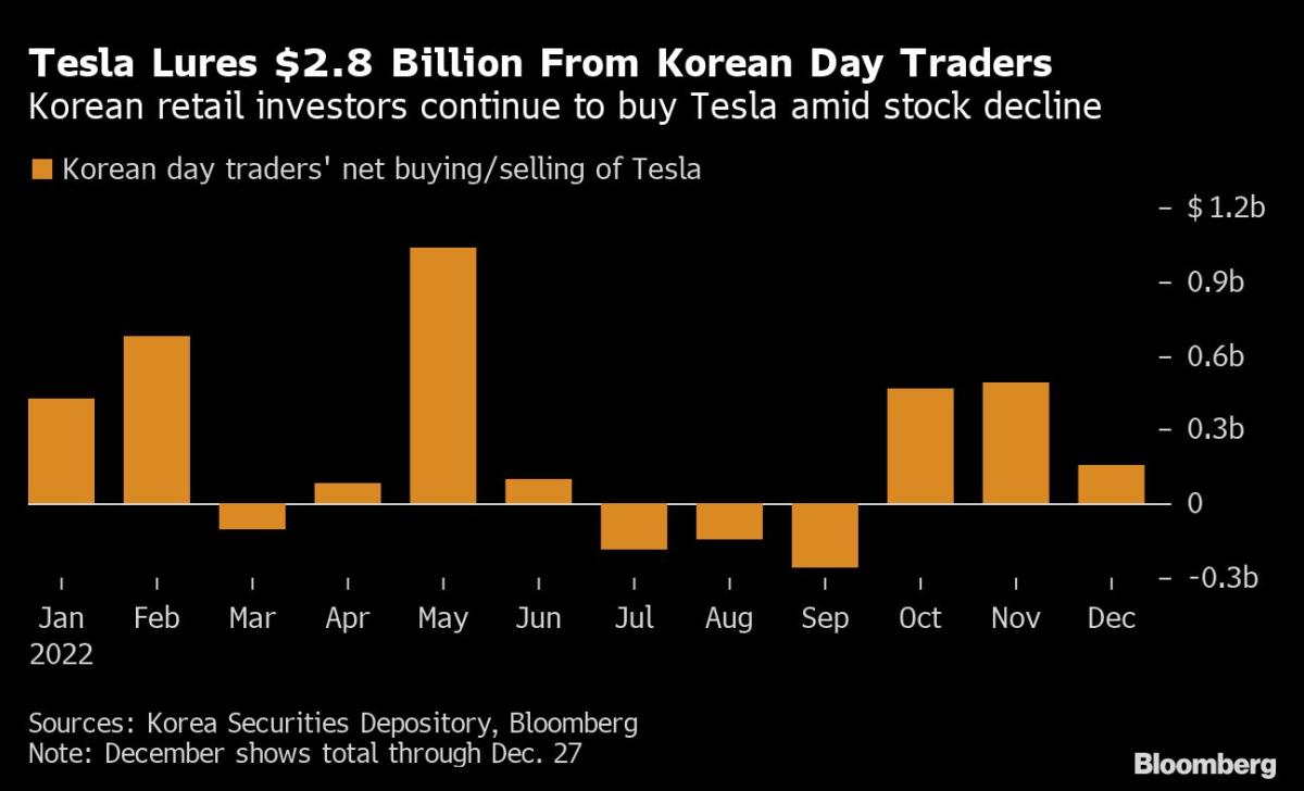 Tesla Lures $2.8 Billion From Korean Day Traders Amid Stock Drop