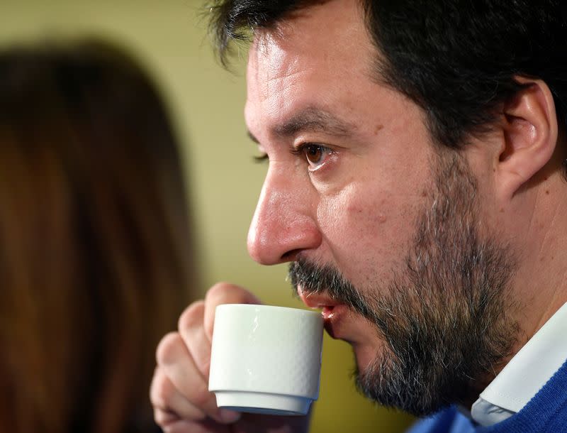 Leader of Italy's far-right League party Matteo Salvini attends a news conference after regional election in Emilia-Romagna and Calabria, in Bologna