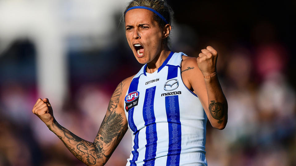 Moana Hope, pictured here in action for North Melbourne in 2019. 