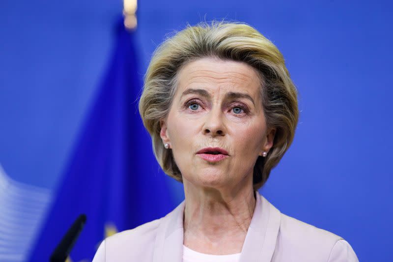 European Commission President Ursula von der Leyen makes an announcement on the composition of the EU Commission College