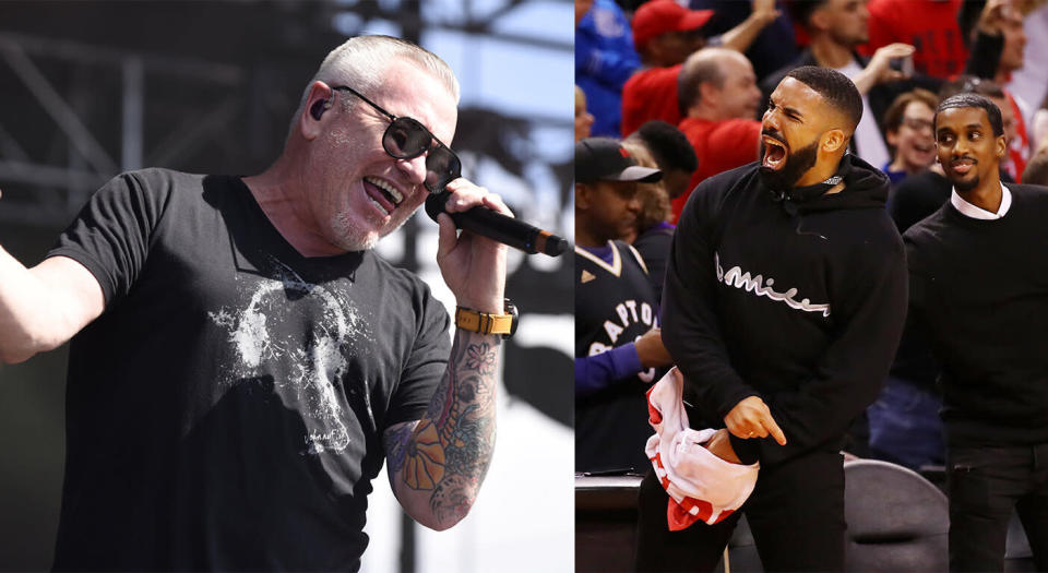 The official Twitter account for Smashmouth fired a dart at Drake less than 24 hours after the Toronto Raptors advanced to the NBA Finals. (Getty Images)