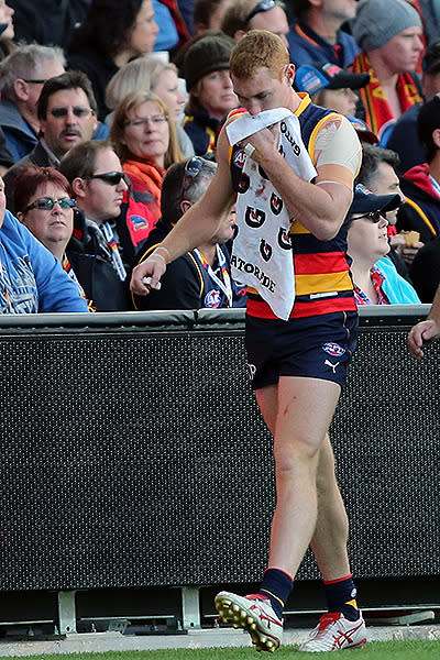 Adelaide struggled early in their match against the Demons, falling behind and losing Tom Lynch to injury.