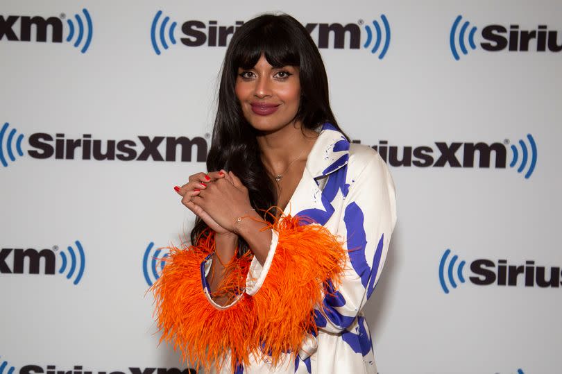 Jameela Jamil wearing an extravagant gown