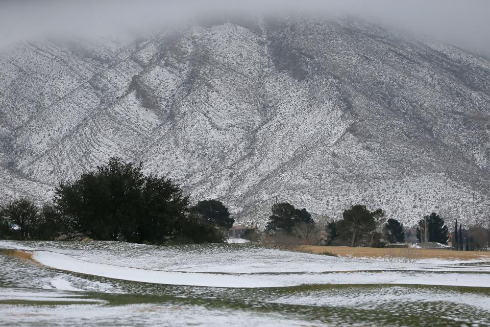 Snow is shown Feb. 15 in El Paso. The city avoided the severe winter weather that hit much of the rest of the state.