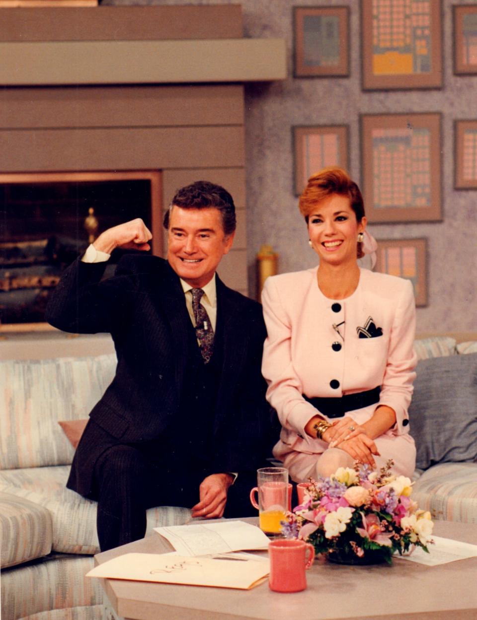 Regis Philbin and Kathie Lee Gifford on the set of *Live with Regis and Kathie Lee*.