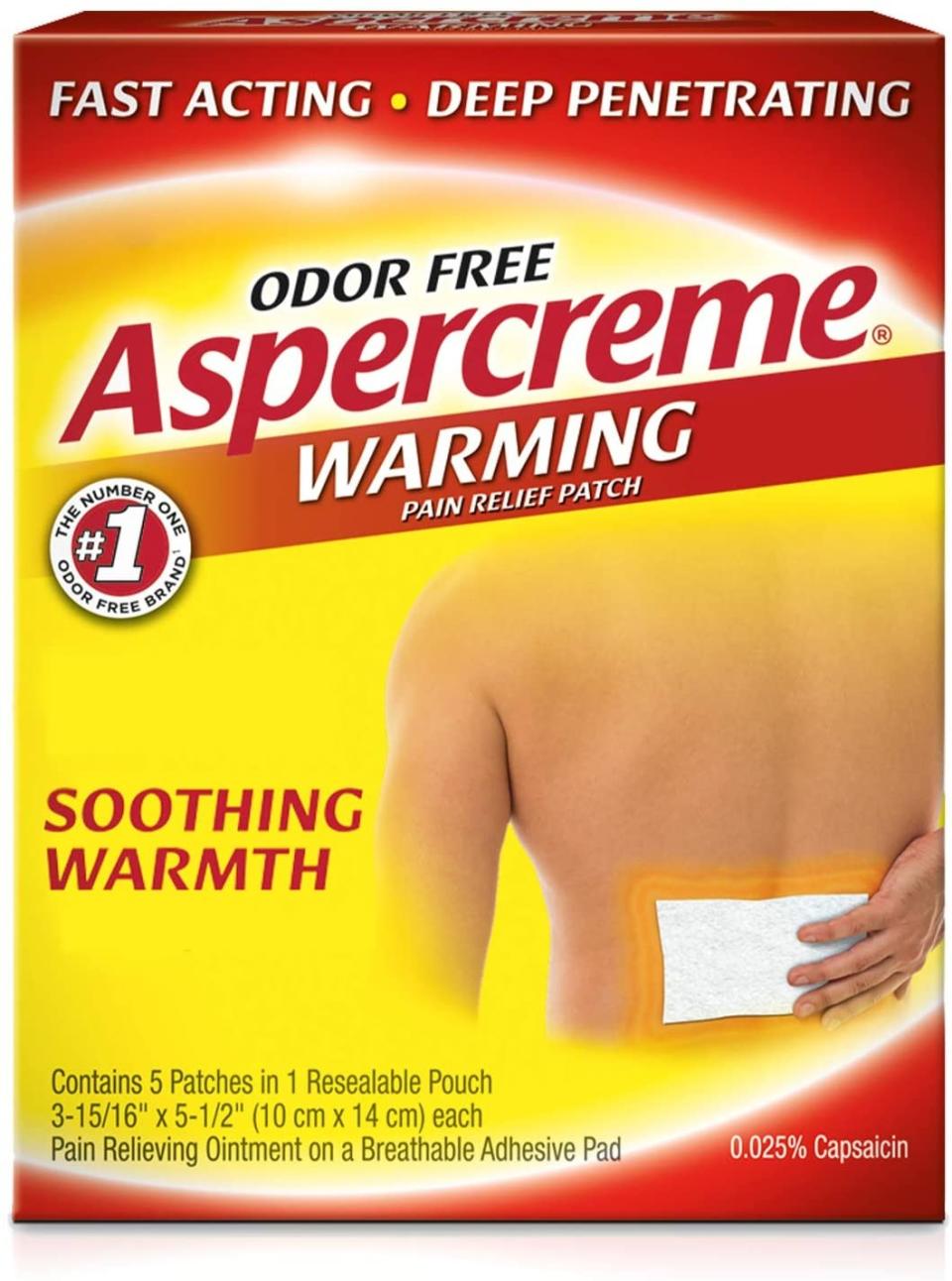 Aspercreme Pain Relieving Warming Patch, best pain relief cream