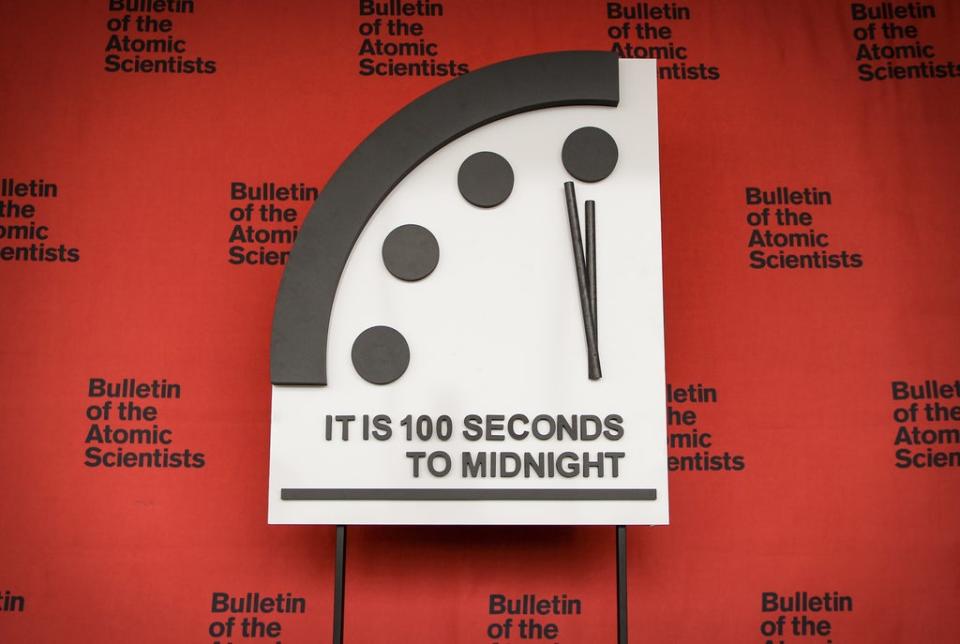 The clock remains at 100 seconds to midnight (Bulletin of the Atomic Scientists/PA) (PA)