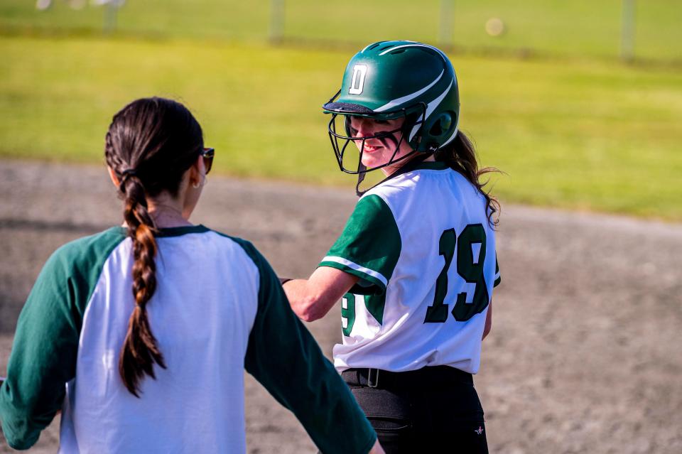 Dartmouth's Kathryn Lancaster is all smiles after her single.