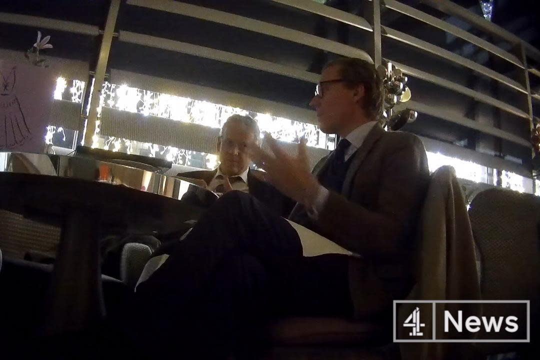 CA chief Alexander Nix, right, and managing director of CA Political Global Mark Turnbull, left, were filmed in meetings last year: Channel 4 News