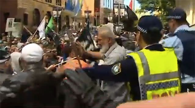 Vision from the 2012 Hyde Park protest. Source: 7News