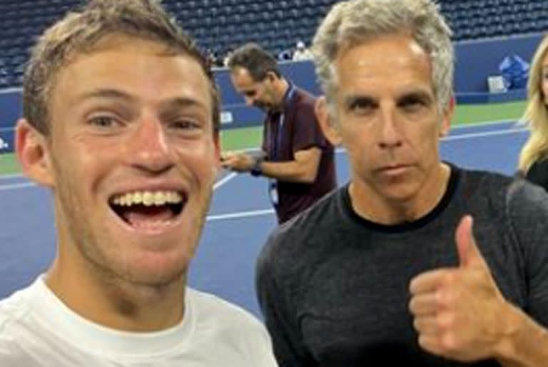 El Peque Diego Schwartzman junto a Ben Stiller en el US Open