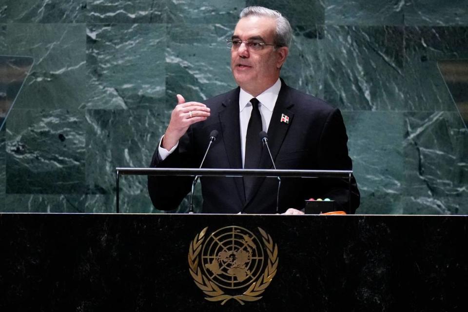 Dominican Republic’s President Luis Abinader addresses the 78th session of the United Nations General Assembly, Wednesday, Sept. 20, 2023, at U.N. headquarters.
