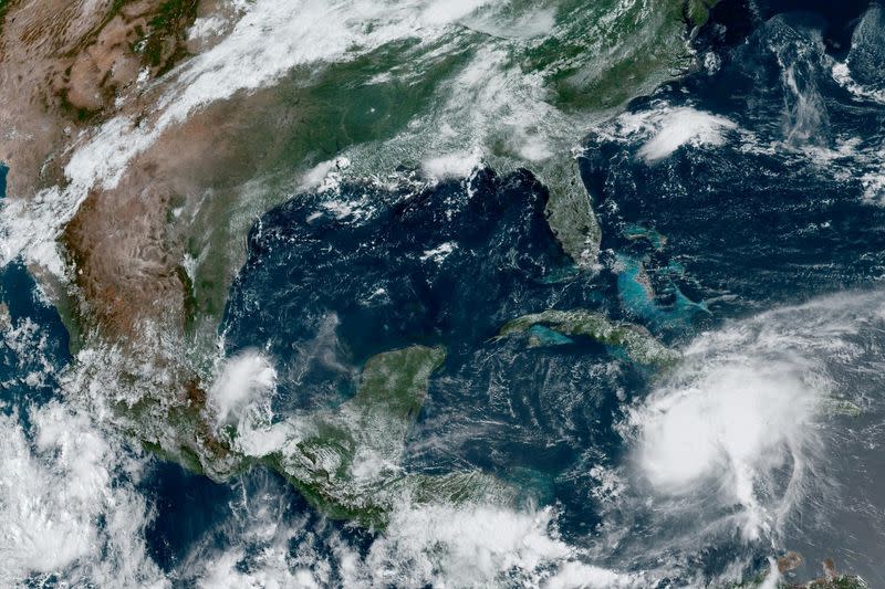 FILE PHOTO: Hurricane Beryl approaches Jamaica in a composite satellite image over the Caribbean Sea