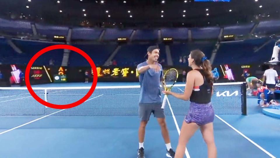 Aussie mixed doubles pair Jaimee Fourlis and Jason Kubler (pictured) hug after winning their Australian Open match.