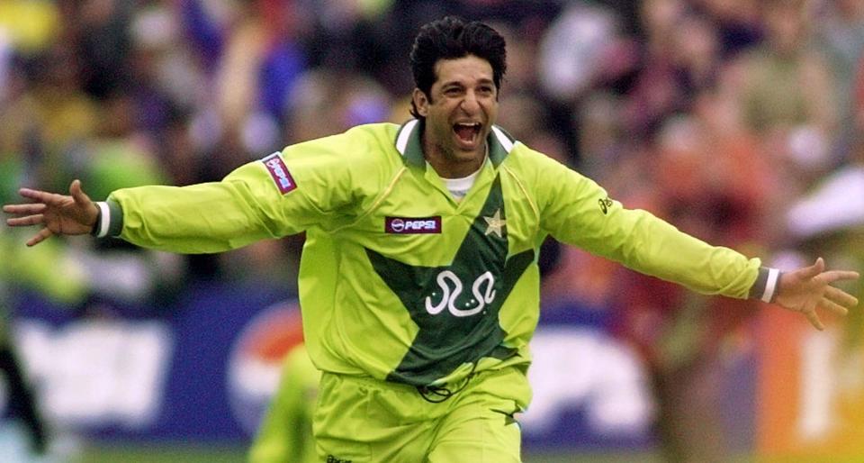 Pakistan captain Wasim Akram celebrates after his side beat Australia May 23. Pakistan put one foot into the Super Six round of the World Cup on Sunday when they beat Australia by 10 runs in a tense match at Headingley. In the battle between two of the group B's big guns, Pakistan proved superior with both bat and ball as they posted 275 for eight and then bowled out the Australians for 265 in the final over - Ian Hodgson REUTERS