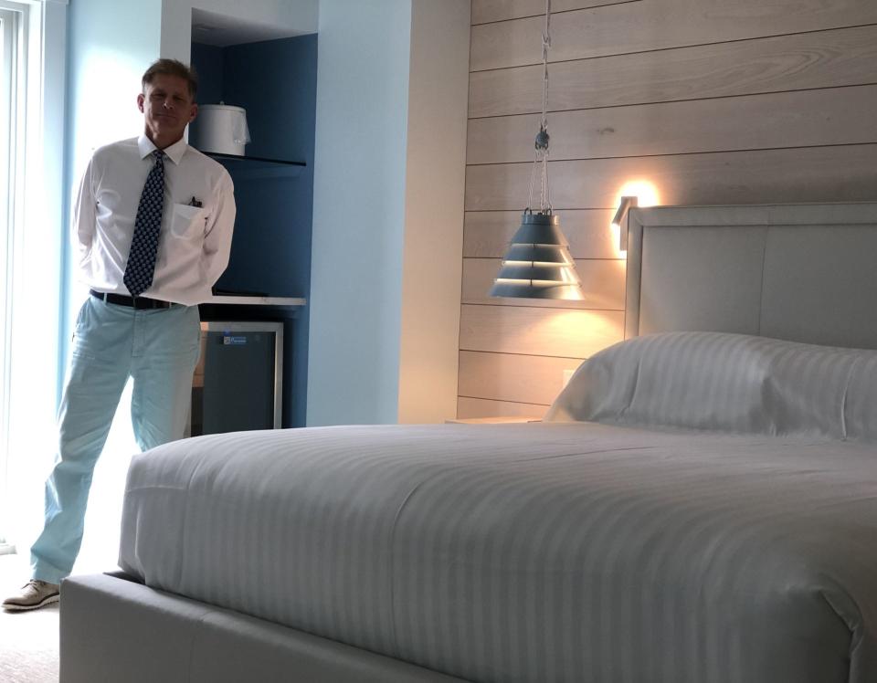 John Martin, a managing partner of The Colony in Kennebunkport, Maine, is seen here in one of six new rooms to open on the north campus of the hotel in the past year. A new structure offering 40-plus rooms is expected to be completed in the fall of 2023.