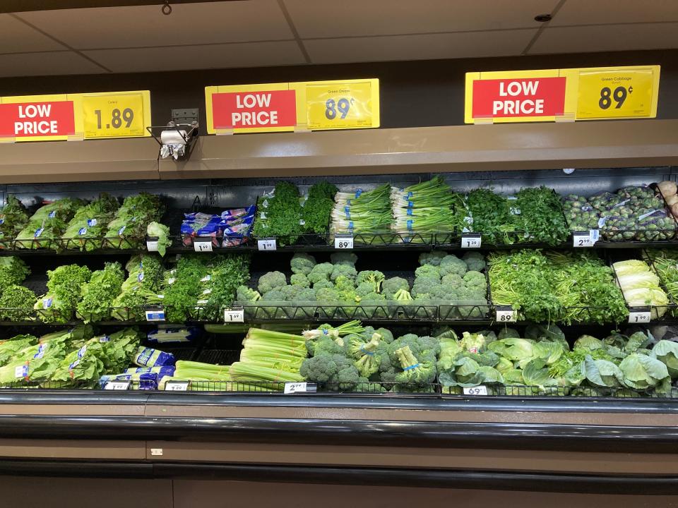 Green vegetables for sale at Kroger.