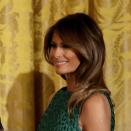 The First Lady, Melania Trump, gave a sartorial nod to the Irish holiday in a green sheath dress from Brandon Maxwell.