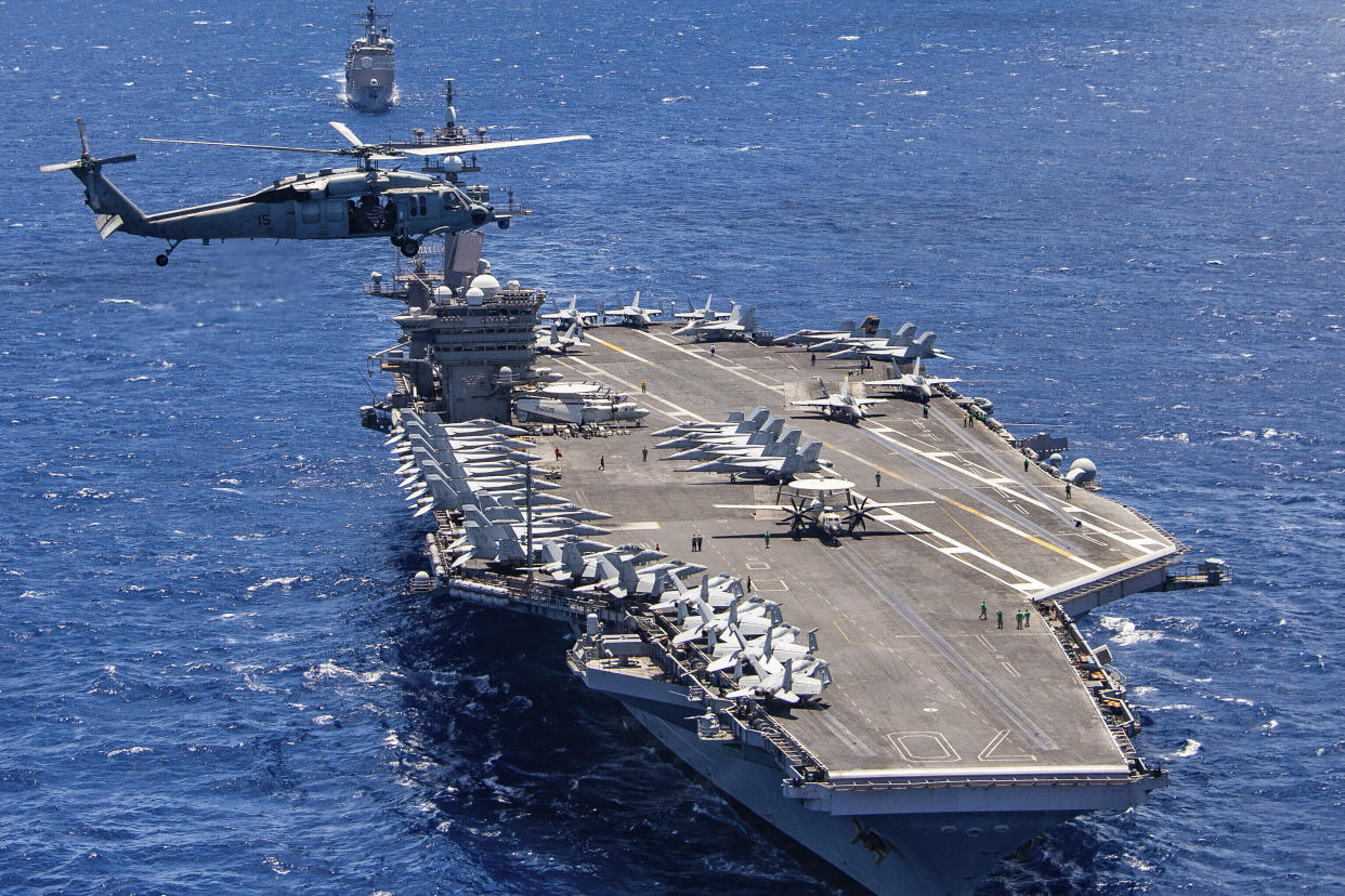 File image of the aircraft carrier USS Carl Vinson, provided by the U.S. Navy. (Petty Officer 1st Class Arthurgwain L. Marquez/U.S. Navy via AP)