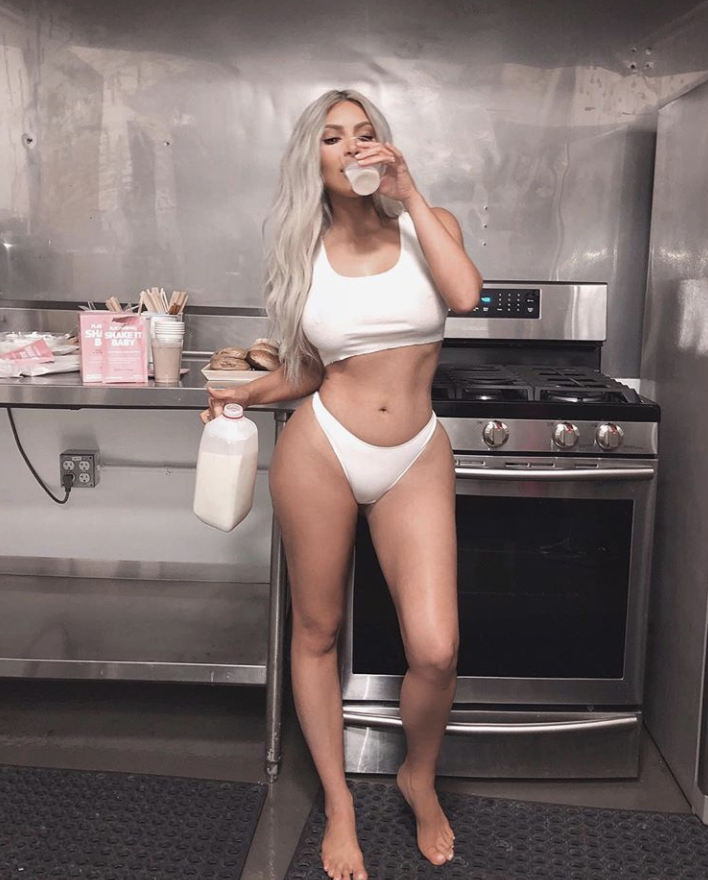 <p>Leave it to the queen of reality TV to do an ad for some weight loss shakes in a sports bra and undies. Showing off her tiny waist — in what some commenters are calling a “prison kitchen” — Kim swears these drinks are giving her “a kick in the right direction” for the new year. She certainly knows how to sell it now, doesn’t she? (Photo: <a rel="nofollow noopener" href="https://www.instagram.com/p/Bdv3pJAFVN6/?taken-by=kimkardashian" target="_blank" data-ylk="slk:Kim Kardashian via Instagram;elm:context_link;itc:0;sec:content-canvas" class="link ">Kim Kardashian via Instagram</a>) </p>