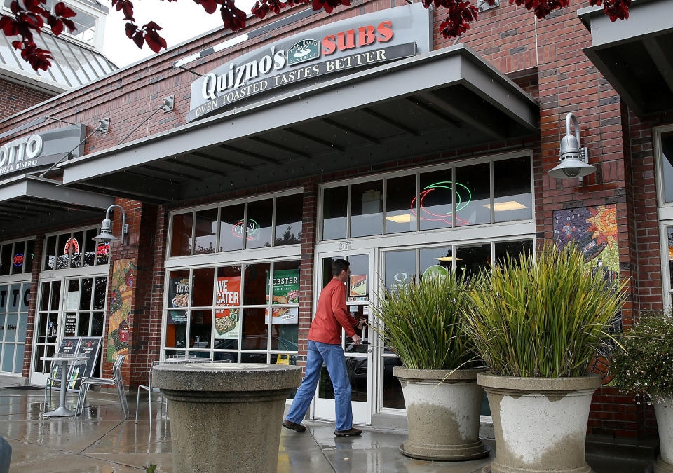 A Quiznos storefront in mini mall