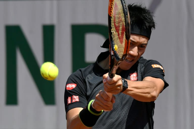 Japan's Kei Nishikori (pictured) beat Russia's Andrey Kuznetsov 6-3, 6-3, 6-3 in their second round match at the Roland Garros French Open in Paris on May 25, 2016