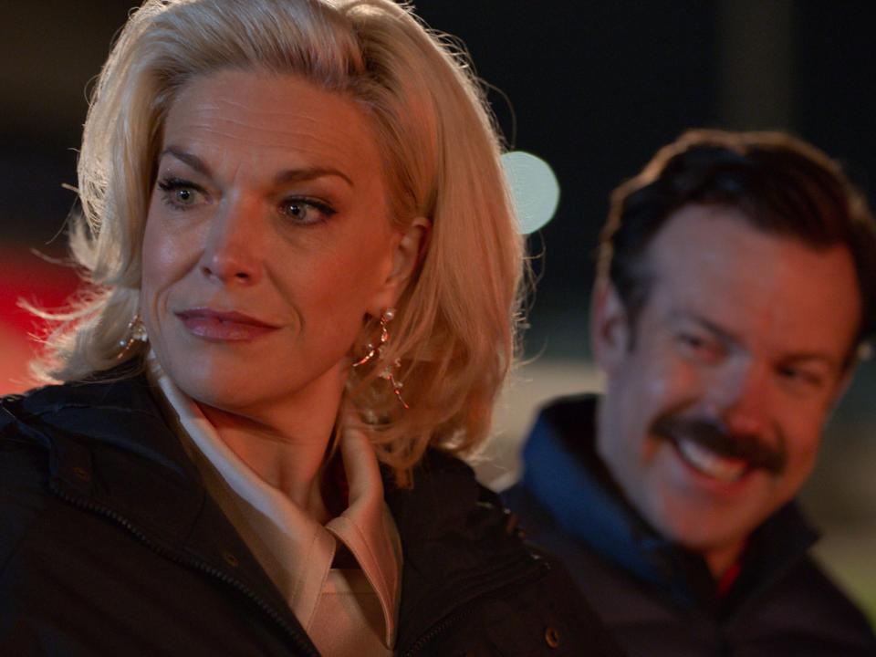 Hannah Waddingham and Jason Sudeikis on “Ted Lasso."